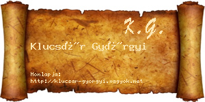 Klucsár Györgyi névjegykártya